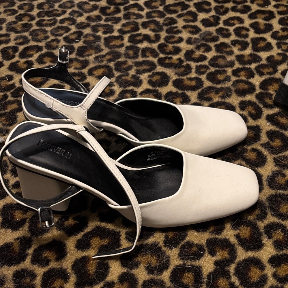 Forever 21 Cream Block Heel Sandals